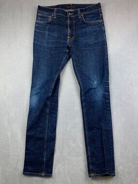 Nudie Jeans Mens Pants 32 Blue Denim Lean Dean Slim Tapered Cotton 32x30.5